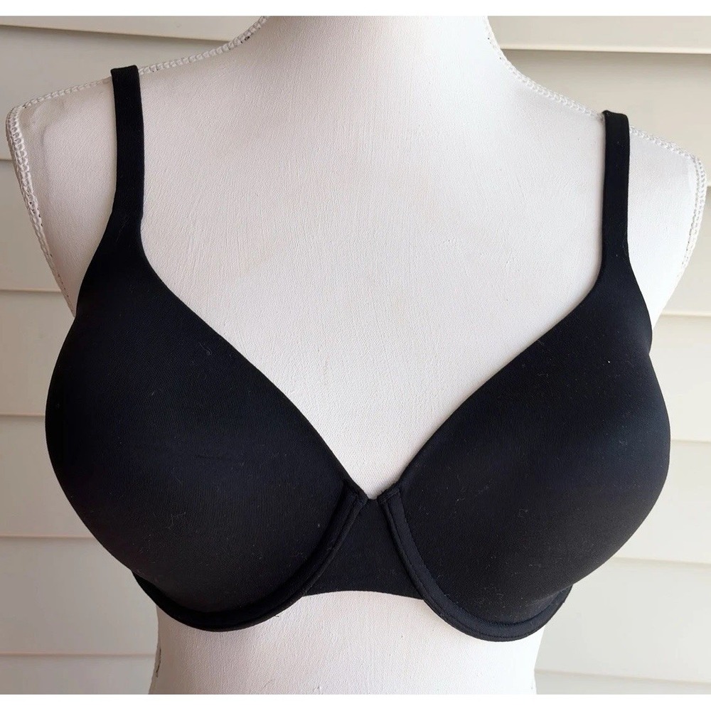 Soma Embraceable Demi Bra 34DD Black Underwire T-Shirt Lace Smooth
